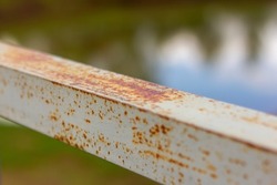 Rust and corrosion on the iron railings of the bridge.Corrosion of metals. Rust on old iron
