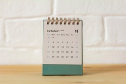 Tear-off calendar for October 2022. Desktop calendar for planning, organizing and managing each date