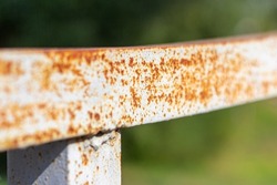 Rust and corrosion on the iron railings of the bridge.Corrosion of metals. Rust on old iron