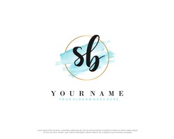 S B Initial water color logo template vector