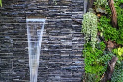 wall stones and water fall