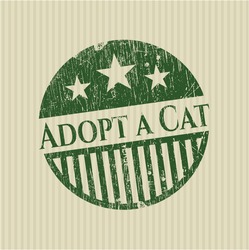 Adopt a Cat rubber stamp with grunge texture