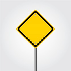 A blank yellow road sign ready for text