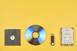 Various storage media, floppy disk, disk, flash drive and hard disk, copy space.