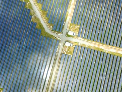 Utility Scale Solar Farm Aerial View