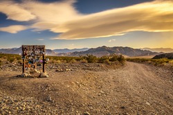 Famous Teakettle Junction on the way to Racetrack Playa in Death Valley National Park, California
