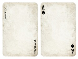 Vintage Playing Cards, Set include Jocker and Ace - isolated on white