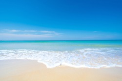 Nature and travel concept. Landscape view of summer beach sea.