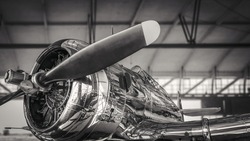 historical aircraft in a hangar