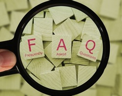 FAQ (frequently asked questions) on wooden cubes. Collection of frequently asked questions on any topic and answers to them. Instructions and rules on Internet sites. End of a presentation. FAQ page f