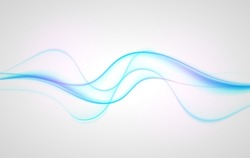 Blue futuristic soft smoke gradient flow. Air flow. Fresh aroma. Curved lines background.