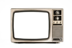 Old television isolated on white background,retro vintage tv style