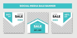 sale social media post design templates vector set, backgrounds with copyspace. Fashion sale banner template for social media post.