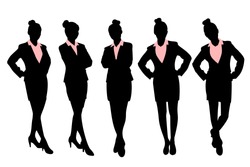 silhouette of business woman with white background