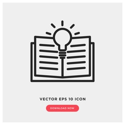 Learning vector icon, open book symbol. Modern, simple flat vector illustration for web site or mobile app