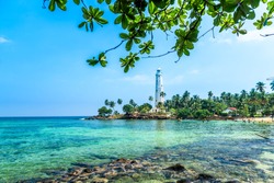 Beautiful beach and lighthouse in SriLanka