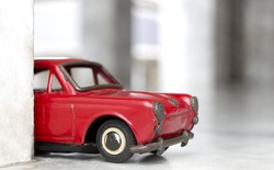Toy model car, old red car