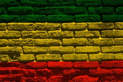 Green yellow red On brick wall,reggae background