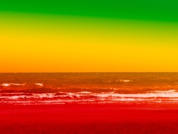 Sea and sky Green, yellow, red texture background,Reggae background