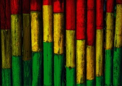 Green yellow red bamboo wall background,reggae background.