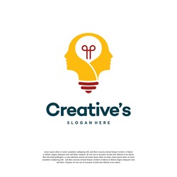 Creative People logo with light bulb concept vector, human head bulb lamp logo vector idea