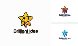 Brilliant Idea logo designs concept, Bright Star Bulb Technology logo template vector