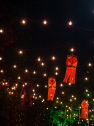 Diwali decorative lamps  or Akash Kandil or Lantern lights. Festive season in Mumbai during Diwali.Vertical or portrait orientation