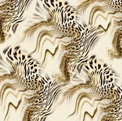 Geometric pattern with leopard pattern for print
