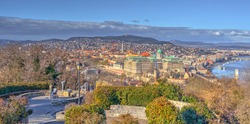 Budapest cityscape from the citadel hill, HDR Image