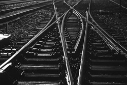 Black and white rails during night