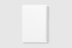 Real photo, blank spiral bound notepad mockup template, isolated on light grey background. High resolution.