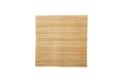 Top view of isolated placemat for food. Close up of bamboo mat Empty space for your design.