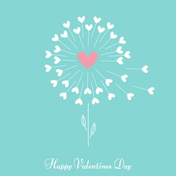 Love Dandelion. Valentine's background with love dandelions with hearts. Vector illustration.