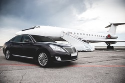 Business class service at the airport. Business class transfer. Airport shuttle