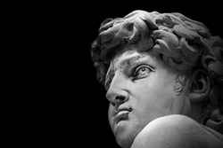 David by Michelangelo isolated , Renaissance sculpture created in marble	
