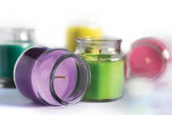 Aroma candles with colorful wax.
