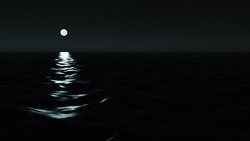 The sea in the light of the moon at night.