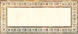 Grunge horizontal banner with old paper texture and detail of traditional persian mosaic geometric and floral ornament, Iran. Mock up template. Copy space for text