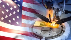 Microprocessor manufacturing in America. Microelectronics production equipment. USA microelectronics market. Microelectronics manufacturing in United States of America. American PCB factory.