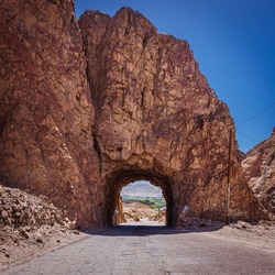 road crossing a tunnel in nazca peru