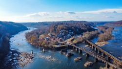 Aerial View of Harper's Ferry and the Potomac RIver 