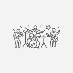 Music band icon line symbol. Isolated vector illustration of music band icon sign concept for your web site mobile app logo UI design.