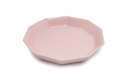 45-degree pink ceramic octagon plates on white background