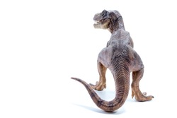 Brown Dinosaur Tyrannosaurus Rex back view - white background