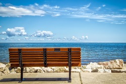 A park bench overlooking the Green Bay in Wisconsin.