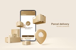 Parcel delivery. Concept for fast delivery service. Vector illustration