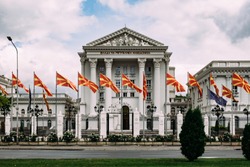 The Republic of Macedonia Government Building, frontal exterior view - Skopje, Macedonia