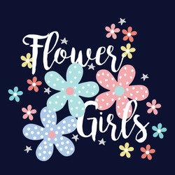 color heart polka star flower garden text line girl tee illustration art vector