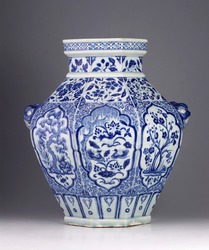 antique chinese vase on the gray background