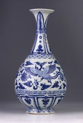 antique chinese vase on the gray background